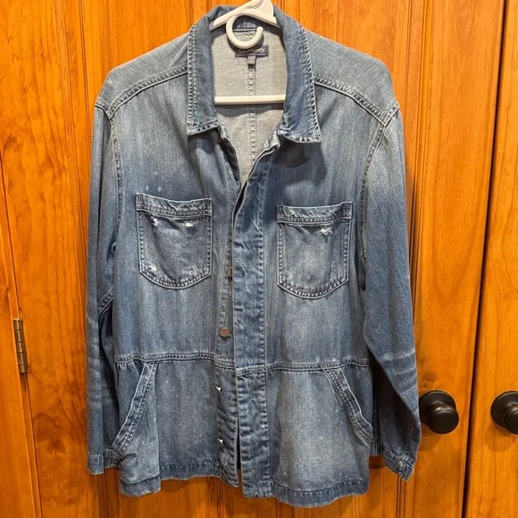 Women’s Democracy Distressed Denim Jacket - Picture 1 of 7